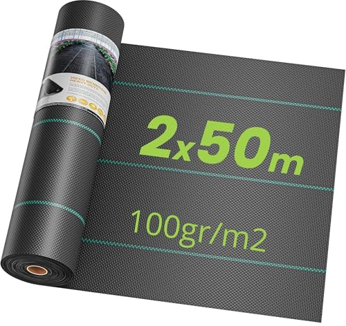 Unkrautvlies 100G/M2 Extra Stark 2x50M. Unkrautflies Für Garten Wasserdurchlässig 100G/M2. Unkrautvlies Gartenvlies Gegen Unkraut. Hohe Uv-Stabilisierung. Ihr unverzichtbarer Verbündeter (2X50M2)