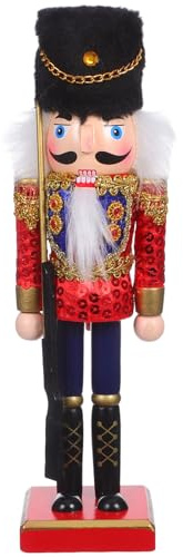 GLEAVI Ornamento natalizio Schiaccianoci: tradizionale pupazzo Schiaccianoci natalizio da 25 cm - Piccolo soldato in legno per decorare il della tavola di Natale