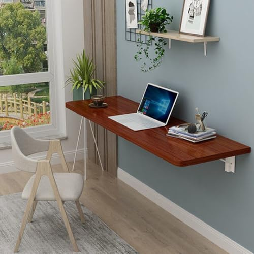 Banco da lavoro a parete con robusto piano in legno, tavolo pieghevole versatile per garage, ufficio, lavanderia e bagno, tavolo salvaspazio da parete (C 100 x 50 cm)