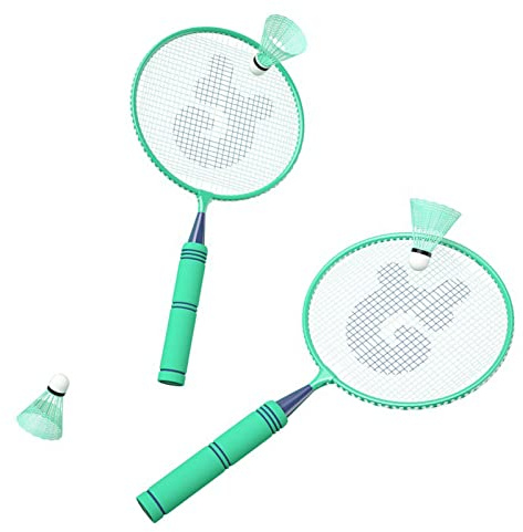 ZJchao Badminton Set, Badminton Racket för Barn Set för Bakgårdar för Barn Nylon Legering Racket för och Vuxna, Trädgård Utanför Sportspel (Mynta grönt)