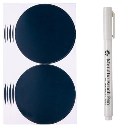 VYNZOR 60 Stück Runde Aufkleber Schwarz 100mm, 30 Bögen Selbstklebende Klebepunkte mit 1 Whiteboard Marker, Abziehbare Etiketten zum Beschriften für Ordner, Büro, Lager, Schule