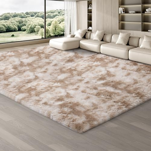 JOJOSEE Hochflor Teppich Wohnzimmer 240 x 340 cm Kaffeebraun | Anti-Rutsch Wohnzimmerteppich Waschbarer Flauschiger Teppich für Schlafzimmer & Kinderzimmer