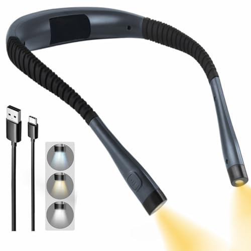 Lumi Crealis Nackenlampe. Nackenlampe Stricken, Buchlampe 3 Farben & 9 Helligkeitsstufen Für Lesen, Biegbare Arme, Leselicht Halslampe Für Lesen Stricken Häkeln Nähen Reparieren