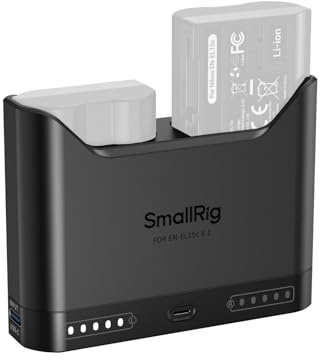 SMALLRIG EN-EL15c Chargeur Double USB-C 22,5W 2h pour Nikon - 5489 | Charge EN-EL15c complète 2h, pour Nikon ZR, Z6III, Zf, Z8, Z7II, Z7, Z6II, Z6, D850, D810, D780, D750, D500, D7500