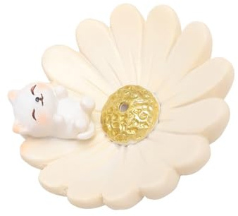 Ldabrye Porta incensieri in resina a forma di fiore con statua a forma di animale del fumetto per incensi, bruciatori per la consapevolezza e la decorazione della casa, bruciatori di ceneri