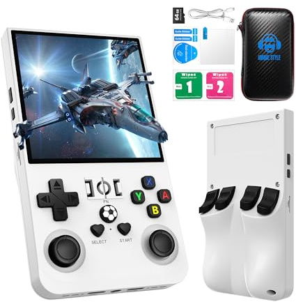 R36MAX Retro Handheld Game Console, 4.0 Inch 720x720 IPS Screen, 64GB Built-in 18,000+ Classic Game, Portable Hand Held Open Source Linux System, 4000mAh Battery Retro Gaming Console(White 64GB)