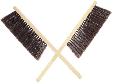 ARTSEWPLY 2Pcs Wooden Handle Fireplace Brush Fine Horsehair Bristles, Long Handle Ash and Dust Cleaning Hand Brushes for Home and Commercial Hearth Maintenance