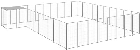 Hundezwinger für Draußen Welpenlaufstall,Hundezwinger Silbern 25,41 m² Stahl für Hunde, Andere Haustiere