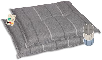 GO-DE Textil Bequeme und attraktive Polsterauflagen für Gartenhocker (2er-Set, Stripes Exclusive grau, Hockerauflage)