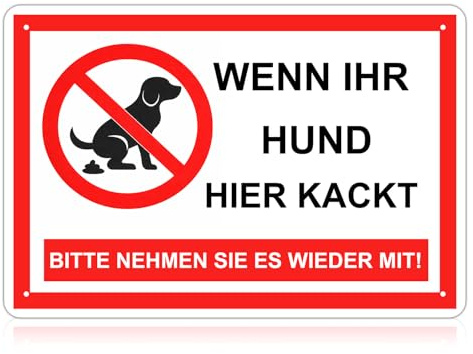 GROVBLE Hundekot Schild Bitte mitnehmen 20x30 cm Alu Hinweisschild