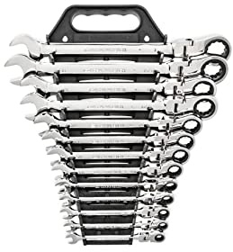 GearWrench Juego de llaves combinadas de trinquete de cabeza flexible de 13 unidades, SAE - 9702D