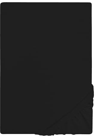 biberna Jersey Spannbettlaken 140x200-160x200 cm schwarz | 100% Baumwolle Spannbetttuch für Franz. Betten | Atmungsaktiv, Bügelfrei & mit Rundumgummizug | Oeko-TEX Zertifiziert | Modell 0077155