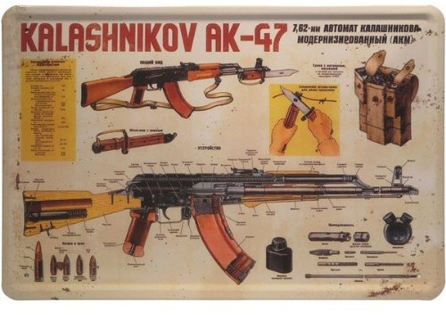 WOGEKA ART Retro Blechschild - Kalashnikov AK-47 Gewehr - witziger Spruch als Geschenk-Idee zum Geburtstag Weihnachten zur Dekoration 20x30 cm Vintage-Design aus Metall 146