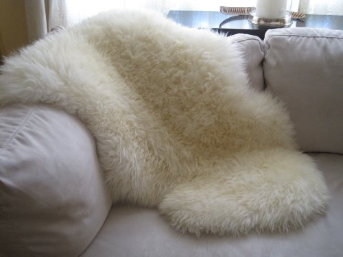 Genuine Natural Ivory Sheepskin Rug by Indigo Silk (Super Large)