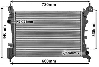 VAN WEZEL Radiatore motore Grupo Rafredamento Radiatore Rafredamento Motore Larghezza della rete 375mm Lunghezza della rete 540mm Profondità della rete 23mm Compatibilità con FIAT GRANDE PUNTO 199