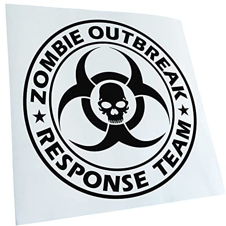 Kiwistar - Autoaufkleber - schwarz - 60 x 60 cm - Zombie Outbreak Skull - Heckscheibenaufkleber Auto Aufkleber wetterfest für Kfz LKW Mofa Truck - Sticker außen selbstklebend Tuning Zubehör für
