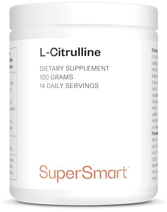 L-Citrulline en Poudre - Pre-Workout - Vasodilatateur - Contribue à une Synthèse Musculaire Optimale - Aide à Limiter les crampes et courbatures - Vegan - Sans Gluten - Supersmart