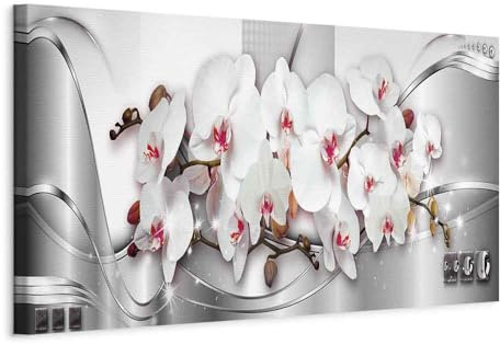 murando - Wandbilder XXL Blumen Orchidee 135x45 cm 1 tlg - Wand Deko Vlies Leinwand Bilder Groß Wanddeko Wohnzimmer Schlafzimmer Kunstdrucke Panoramabild - Natur Ornament Abstrakt