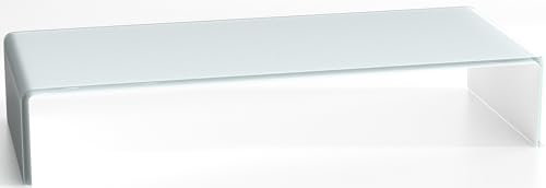 DURATABLE® TV Glasaufsatz in Superweiß 650 mm x 110 mm x 250 mm LCD Fernseher-Tisch TV Aufsatz Monitor Tisch TV Erhöhung Glas
