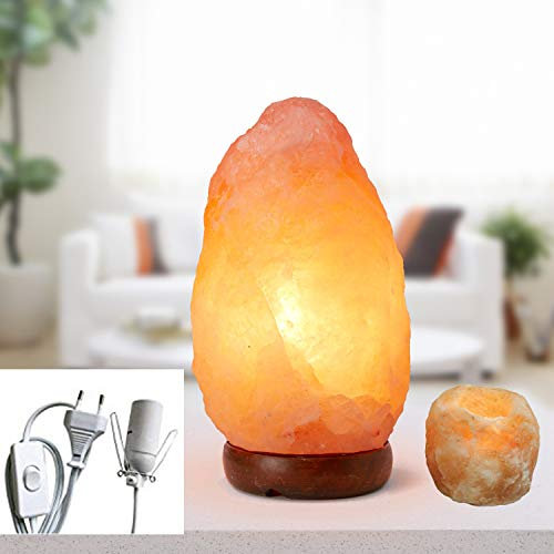 Lampe de sel naturel de l'Himalaya – 1,5/2 kg + Bougeoir en cadeau – Recommandée pour Feng Shui