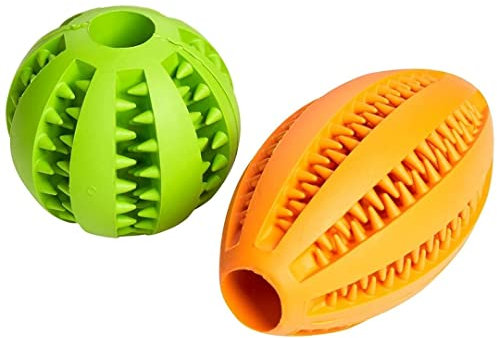 AMATHINGS Hundespielzeug Set Doppelpack Snackball und Snackrugby – Futterspielzeug Hund für intelligentes Spielen – Snackball Hund aus 100% Naturkautschuk – Leckerli Spielzeug für Hunde