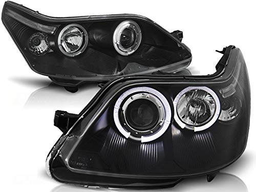 Faros delanteros para Citroën C4 04-10 Angel Eyes, color negro