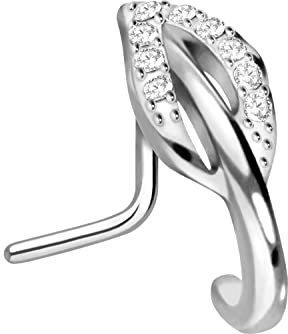 PIERCINGLINE Chirurgenstahl Nasenpiercing | Kristallblatt | Piercing Nase Stecker | Farbauswahl
