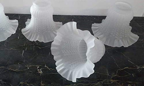 Lot de 4 abats-jours en verre de rechange pour lustres, lampes, appliques, blanc opalin