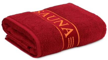 frottana Sauna – Saunatuch mit Bordüre 80 x 200 cm aus 100% Baumwolle, ruby