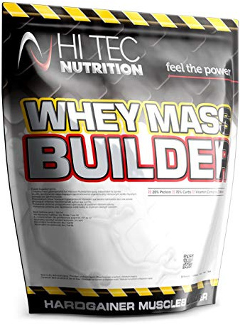 Mass Gainer Protein Pulver 1500g - Whey Weight Gainer für Muskelaufbau - 30 Portionen Vanille - Hi Tec Nutrition