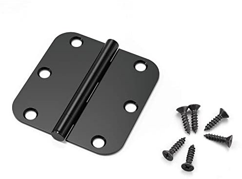 KNOBWELL 50 Packs Matte Black Door Hinges No Squeak, 3.5 X 3.5 with 5/8 Radius in Black Interior Door Hinges