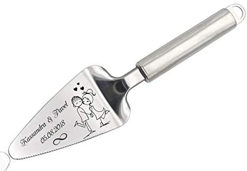 Tortenheber Cake Shovel + Gravur nach Wunsch Edelstahl für Torte, Kuchen, Pizza, Hochzeit (Mit Gravur)