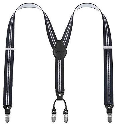 Lafayon Mens Braces 4 Clips Y-Back 3.5 cm Wide Heavy Duty Adjustable Elastic Braces for Men Trousers with Strong Metal Clips