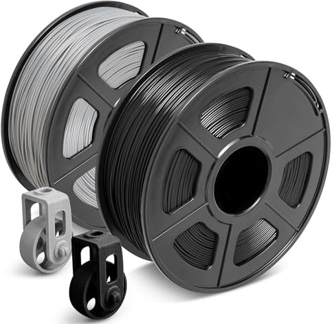 SUNLU ABS Filament 1.75 mm 3D Drucker Filament, Hohe Haltbarkeit/Hitzebeständig/Ausgezeichnete Zähigkeit, Kompatibel mit den Meisten FDM 3D Druckern, Insgesamt 1.8KG, 0.9kg/Spule, Schwarz+grau