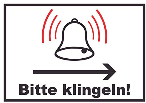 HB-Druck Bitte klingeln Richtungspfeil rechts Schild A5 (148x210mm)