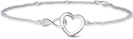 FANCIME Herz Infinity Schmuck Damen 925 Sterling Silber vergoldet Kette | Herz Unendlichkeit Anhänger Halskette Armband Valentinstag Weihnachten Geburtstag Geschenke für Frauen Mutter Ehefrau Sie