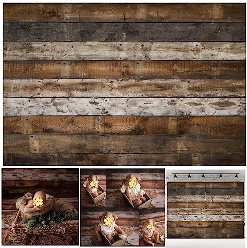 WaW 2.2x1.5m Fotohintergrunde Dunklebraun Altmodisch Holzwand für Fotostudios Stoff Fotografie Hintergrund Shabby Holz für Baby, Neugeborenen, Kinder Fotoshooting, Fotowand, Video