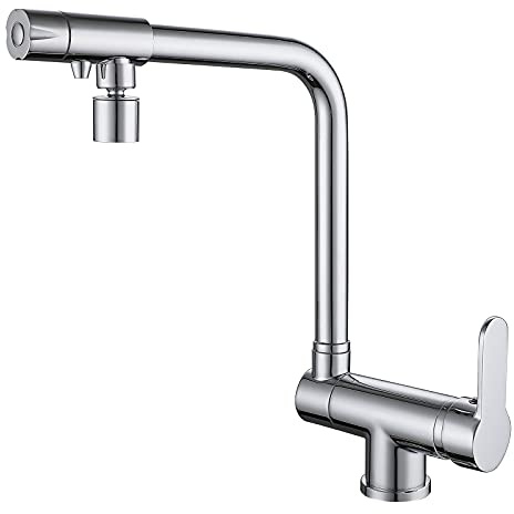 3 Wege Wasserhahn Küche,Vorfenster Küchenarmatur,360° Drehbar Küchenarmatur, 3 In 1 Mischbatterie Für Wasserfilter, Der Wasserhahn Besteht Aus Hochwertigem Messing Chrom