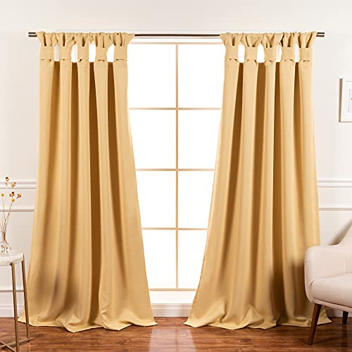 Best Home Fashion Thermal Insulated Blackout Bandtab/Knotted Tab Curtains -Sunlight - 52 W X 84 L