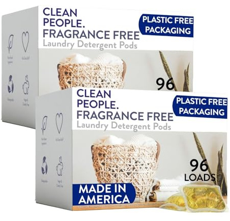 Clean People Laundry Washing Capsules - Recyclable Packaging, Hypoallergenic, Stain Fighting - Ultra Concentrated, Laundry Soap - Fragrance Free, 192 Pack