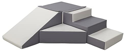 4 Großbausteine Schaumstoffbausteine Softbausteine Rutsche-Set Bausteine EPS+PE (Farbe: weiß,grau)
