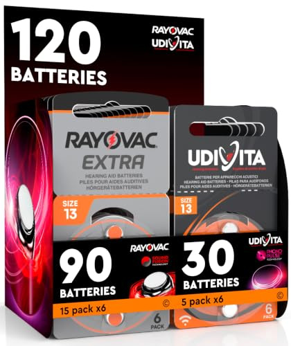 120 batterier för hörapparater 13. Rayovac Extra med 120 batterier Sound Fusion-teknik: 90 Rayovac + 30 Udivita