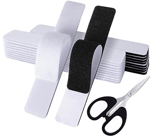 Klettband Selbstklebend Extra Stark, 20 Stück ndustrie Klettverschluss Selbstklebend Schwarz klebe klettband für Wände,Boden,Tür,Kunststoffe, Gläser (Schwarz und Weiß)