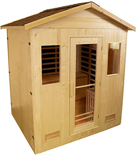 GLOBAL RELAX® | DHARANI S5 Outdoor Sauna a infrarossi per 5-6 Persone | Cura della Pelle I Elimina Le tossine I Rilassa i Muscoli I Riduci Lo Stress | Cromoterapia | USB I MP3 I Smartphone I Radio
