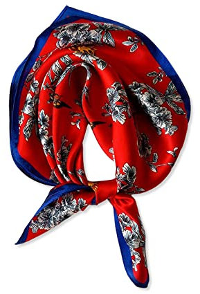 LumiSyne Seidenschal Damen Quadratischer Schal Blume Schmetterling Gedruckt Streifen Muster Seidentuch Leicht Satin Vierecktuch Dekoration Halstuch Bandana Kopfschmuck Haarband