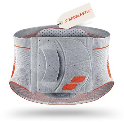 SPORLASTIC VERTEBRADYN SUPREME Rückenbandage tailliert, Platinum/Orange XL | Rückenstützgürtel, AIR-MATRIX Silikonpelotte, LWS-Orthese, 3D-Flachgestrick, Lendenwirbelstütze, Rumpfbandage, atmungsaktiv