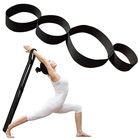 APOMOONS Yoga Band 4 Schlaufen - Dehnungsband Stretching & Yogagurt für Yoga Pilates & Faszien Training, Erleichterte Dehnhilfe & Nachhaltige Schmerztherapie, 100% Baumwolle lange Übungsschlaufe, 96cm