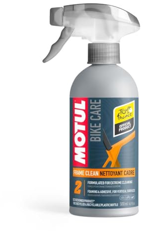 Motul Rengöringsspray för cykelramar och delar, självhäftande skum, droppfri, lämplig för känsliga material, VOC-fri, cykelvård, Bike Care Frame Clean Road, 500 ml