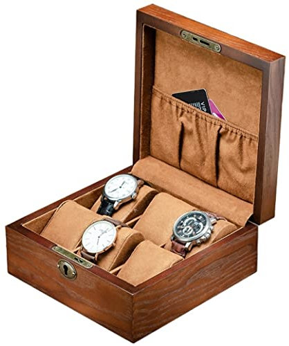 SOCUY Uhrenetui Uhrenbox Uhrenbox Aus Holz Mit 6 Fächern, Aufbewahrungsbox Für Uhren, Schmuck, Gitter, Aufbewahrungsbox, Quadratisch Uhrenrolle Uhrenaufbewahrung