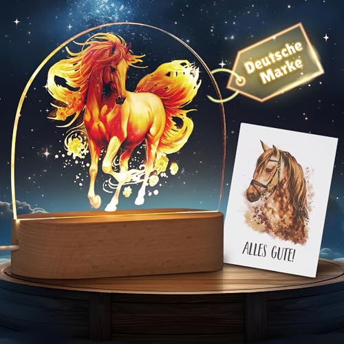 Darlena Nachtlicht Pferd | Pferde Mädchen Geschenk | Pferde Geschenke für Mädchen zum Geburtstag & Weihnachten | LED Nachttischlampe für Kinder dimmbar | Kinderlampe, Nachtlampe, Kinderzimmer Deko